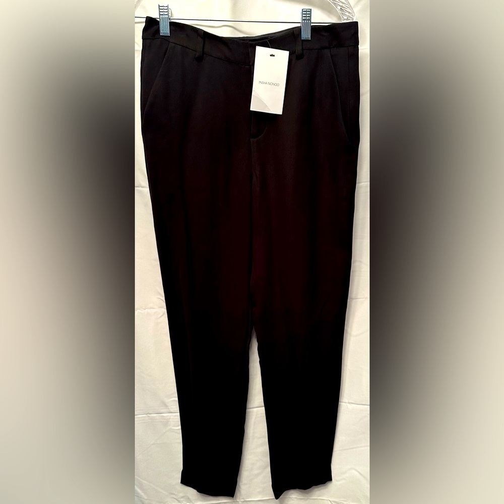 NEW Misha Nonoo Trouser Pants Black Viscose Cotton Size 6‎ 28” Inseam